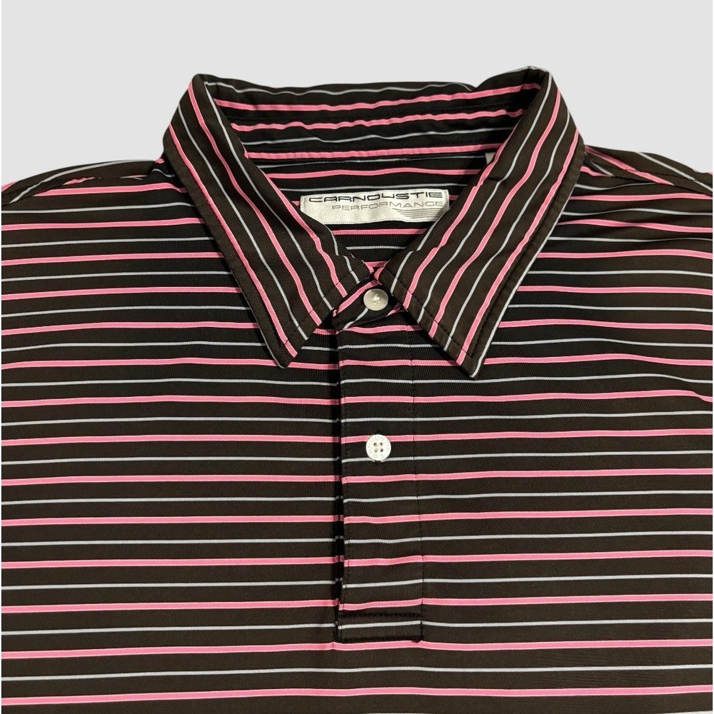 Carnoustie Performance Polo Men's 2XL Striped Golf Polo Black Pink White